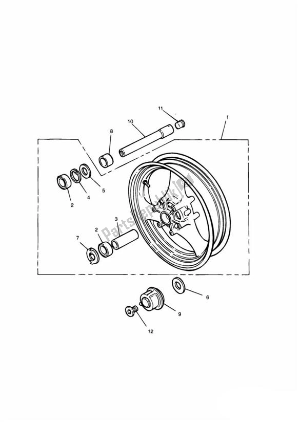 Toutes les pièces pour le Front Wheel From Vin 016922 du Triumph Sprint 900 Carburator 885 1991 - 1998