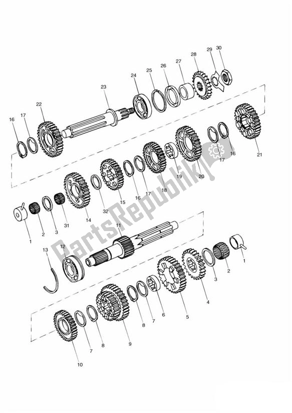 Alle onderdelen voor de Versnellingen van de Triumph Sprint ST 955I From VIN 139277 2002 - 2004