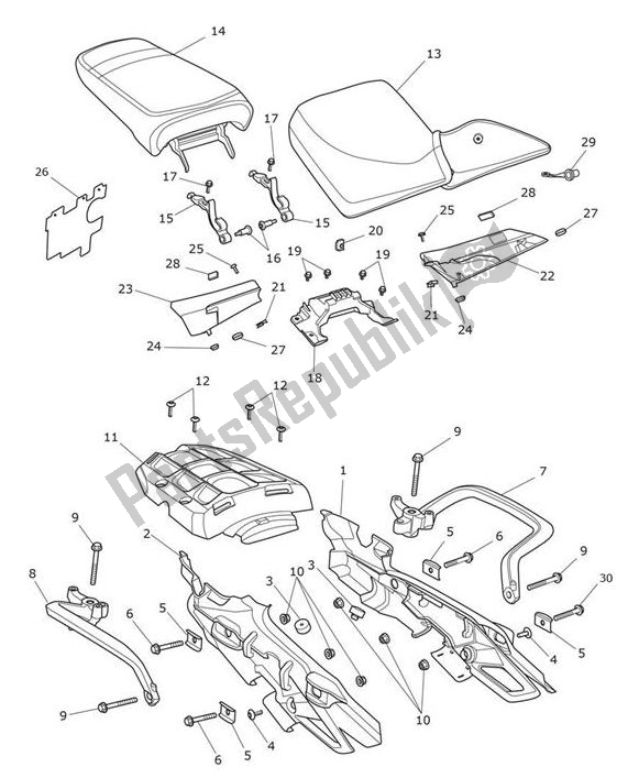 All parts for the Seats Fairing Rear of the Triumph Tiger XCX From VIN 855532 1215 2018 - 2020