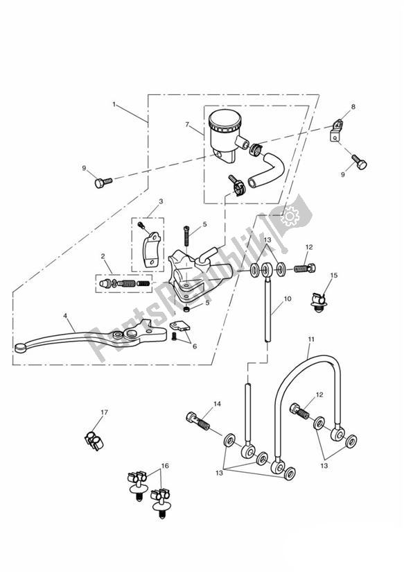 All parts for the Master Cylinder Assy Front of the Triumph TT 600 599 2000 - 2003
