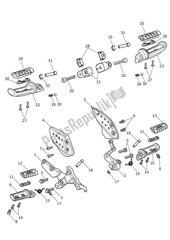 All parts for the Footrests Doppelsitz of the Triumph Thruxton 1200 2016 - 2020