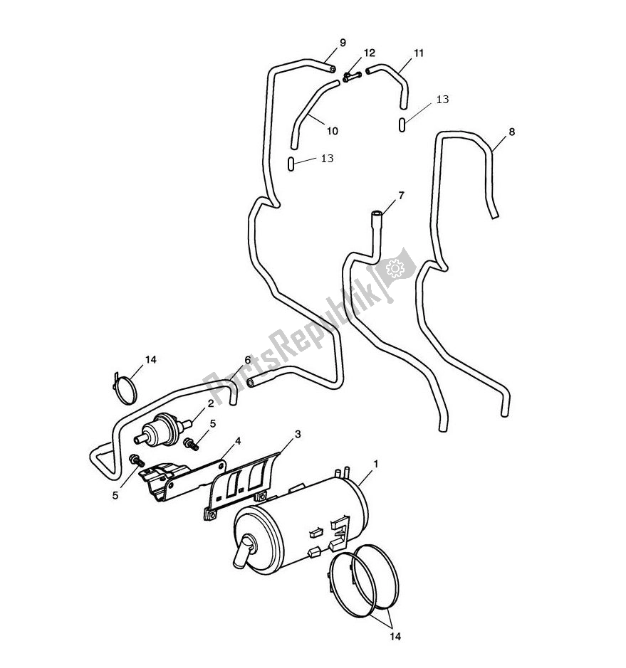 All parts for the Evap System of the Triumph Speedmaster EFI UP TO VIN 469049 865 2007 - 2011