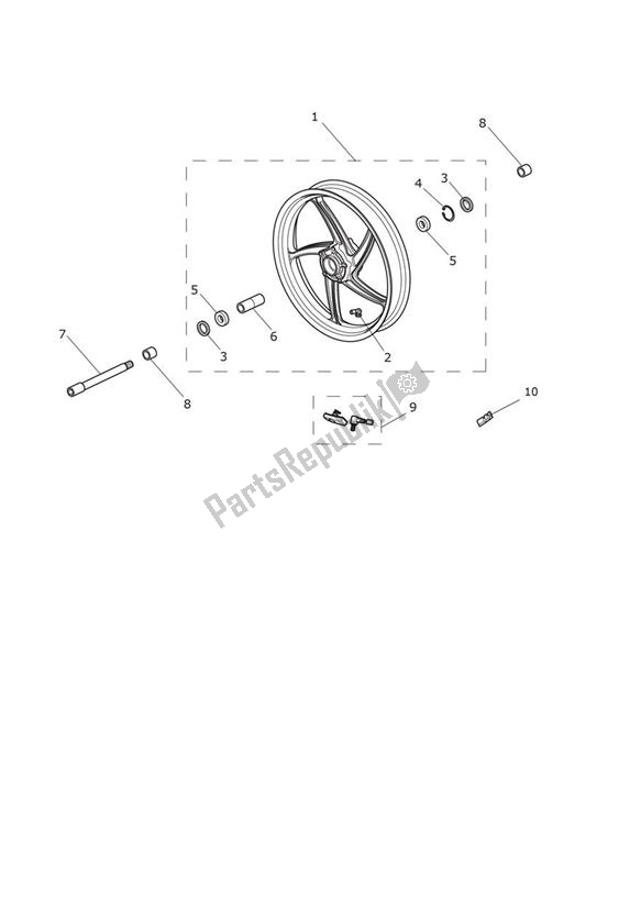 All parts for the Front Wheel Up To Vin 602552 of the Triumph Speed Triple R UP TO VIN 735436 1050 2012 - 2016