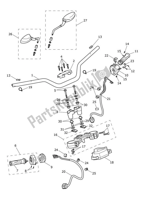 Tutte le parti per il Handlebar Switch del Triumph Tiger 1200 Rally PRO 1215 2022 - 2024