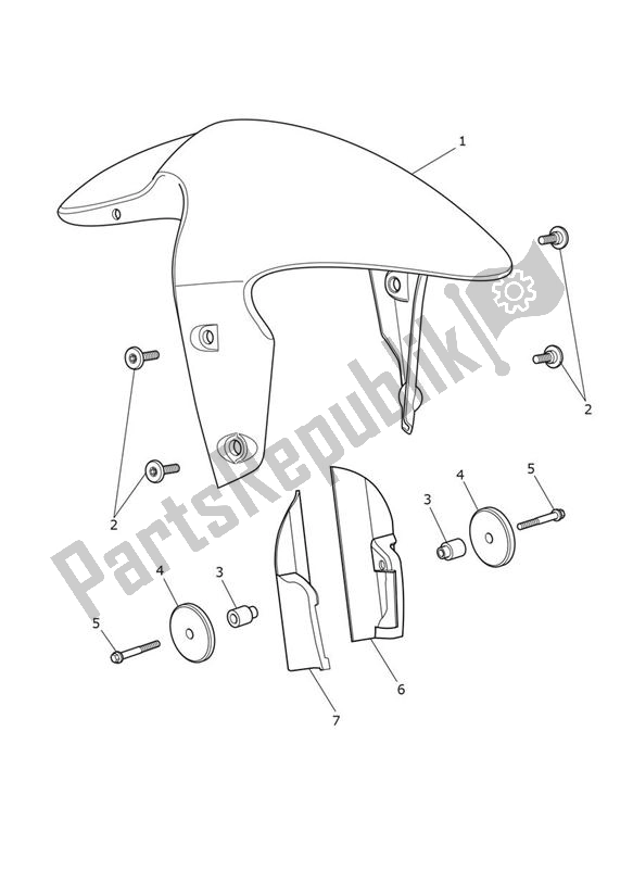 All parts for the Mudguard Front of the Triumph Daytona 675 From VIN 564948 2017 - 2018