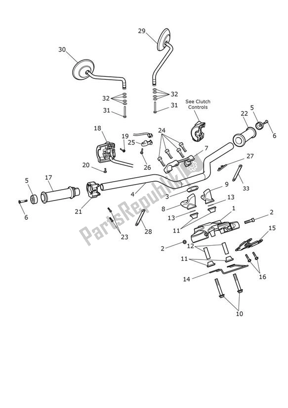 Todas as partes de Handlebar Switch do Triumph Bonneville T 100 From VIN AC 5927 +chrome 900 2022 - 2024