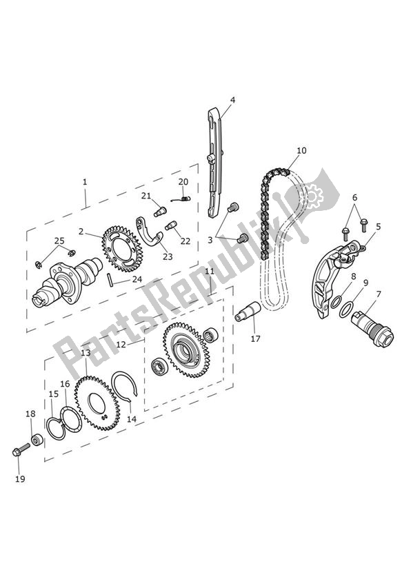Toutes les pièces pour le Camshaft Timing Chain du Triumph Speedmaster 1200 From AC 1201 2022 - 2024
