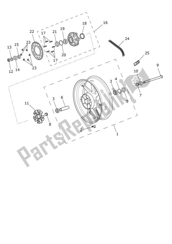 Todas as partes de Rear Wheel - Speed Twin Up To Vin Ae2310 do Triumph Speed Twin UP TO VIN AE 2310 1200 2019 - 2020