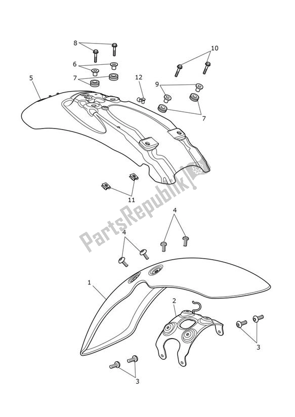 All parts for the Mudguard of the Triumph Scrambler 900 From 2022 2022 - 2024