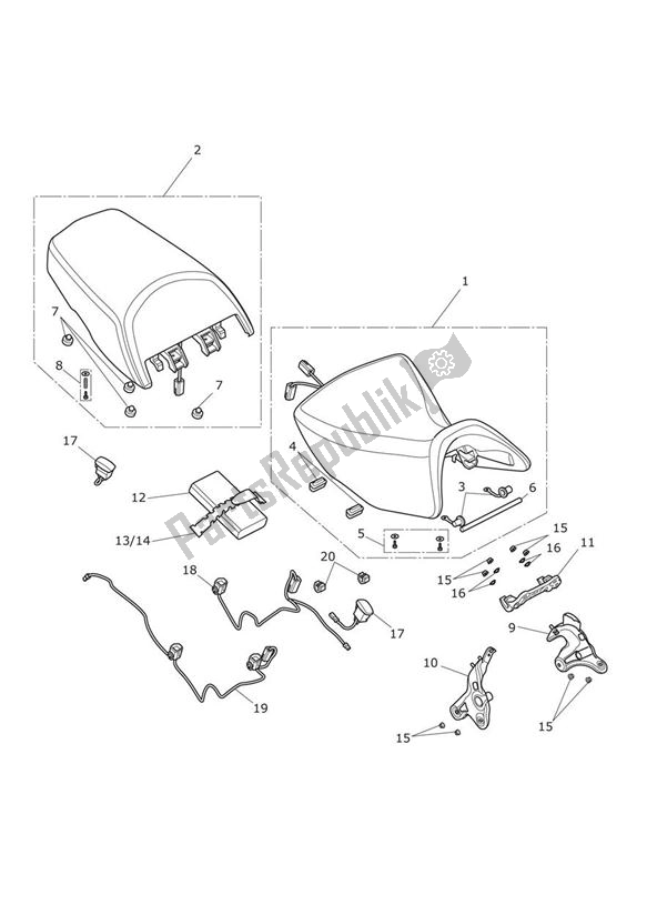 All parts for the Seats Beheizt of the Triumph Trophy 1215 SE 2013 - 2017