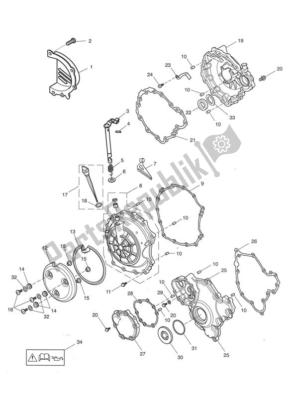 Todas as partes de Tampa Do Motor do Triumph Speed Triple 955I From VIN 141872 2002 - 2004