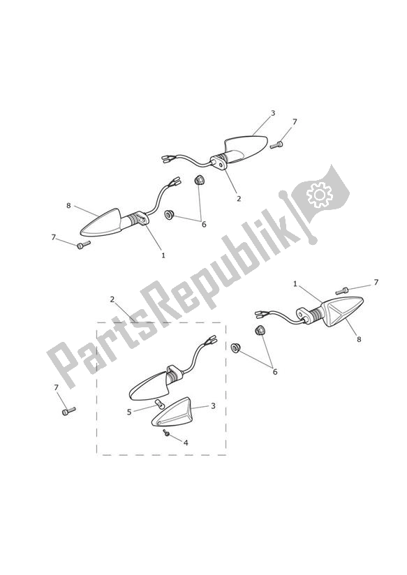All parts for the Indicator of the Triumph Tiger XR UP TO VIN 855531 1215 2015 - 2017