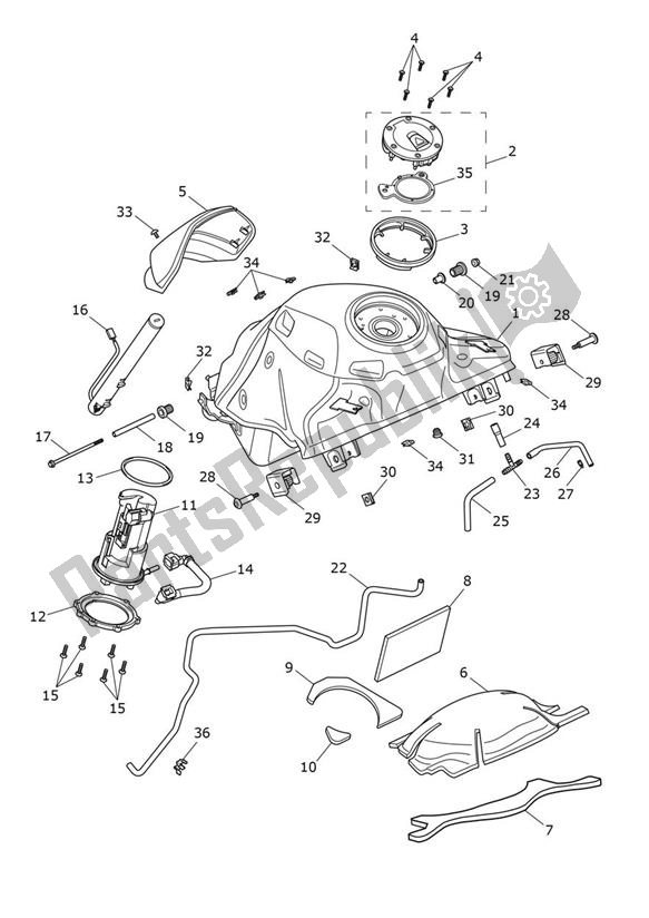 Tutte le parti per il Serbatoio Di Carburante del Triumph Tiger 1200 GT 1215 2022 - 2024