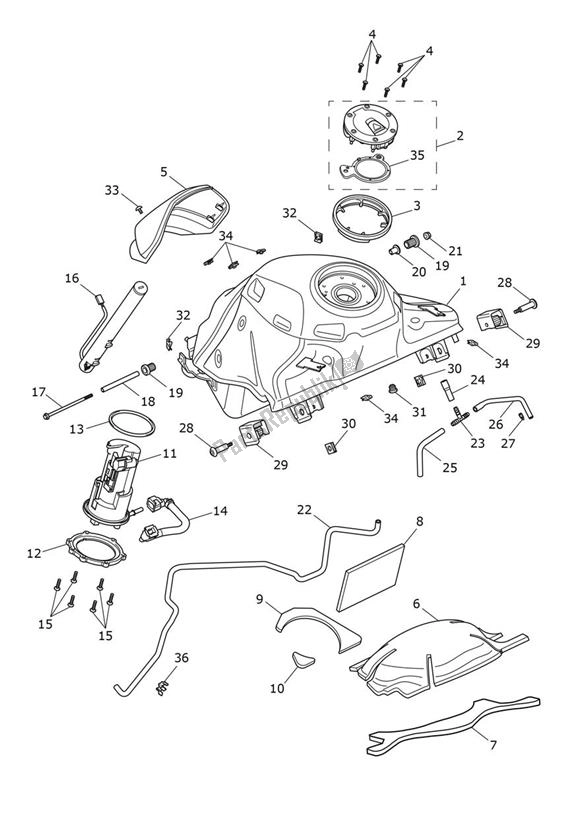 Tutte le parti per il Serbatoio Di Carburante del Triumph Tiger 1200 GT PRO 1215 2022 - 2024 Tutte le parti per il Serbatoio Di Carburante del Triumph Tiger 1200 GT PRO 1215 2022 - 2024