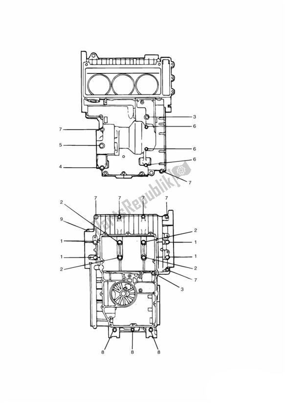 All parts for the Crankcase Grau Schrauben Up To Vin 011852 of the Triumph Sprint 900 Carburator 885 1991 - 1998