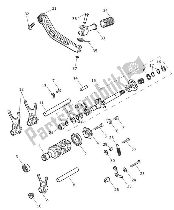 Todas as partes de Gear Selection Shaft Gear Selector Drum Pedal Gears do Triumph Scrambler 1200 XE UP TO AC 8498 2019 - 2021