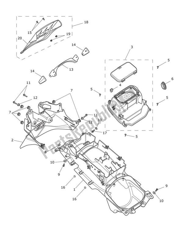 Todas as partes de Guarda-lamas Traseiro do Triumph Trophy 1215 2013 - 2017