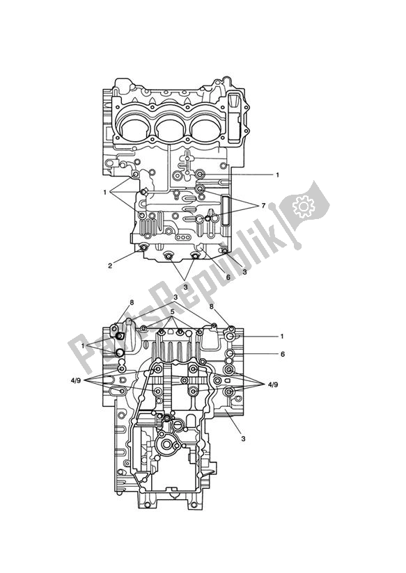 Toutes les pièces pour le Crankcase Screws du Triumph Speed Triple R From VIN 735437 1050 2016 - 2018