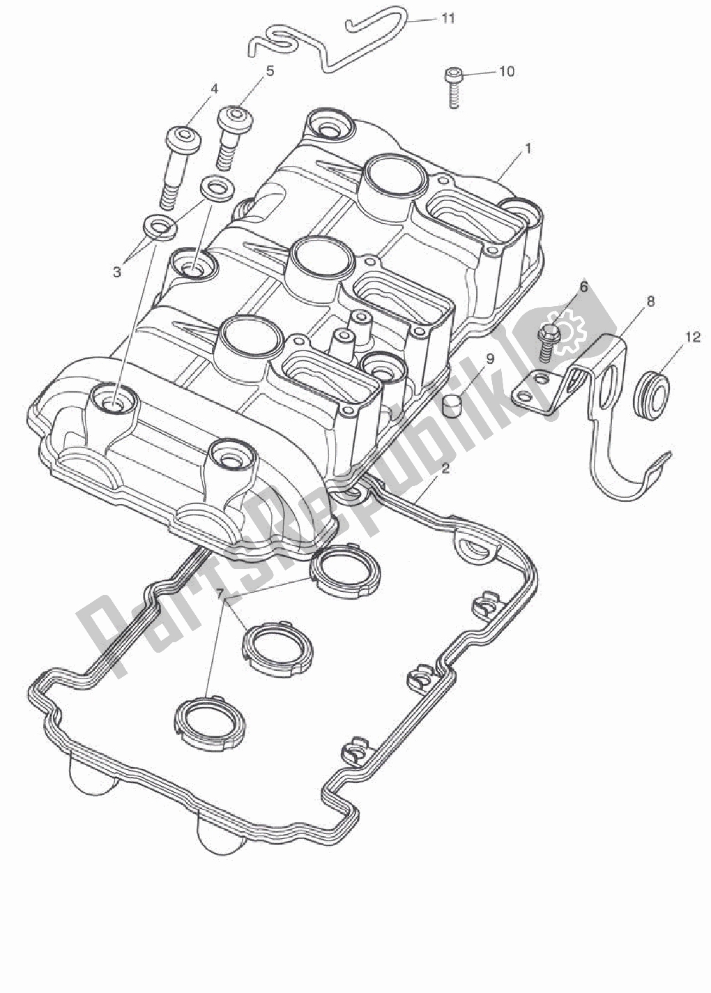 All parts for the Cam Cover of the Triumph Speed Triple 1050 2008 - 2012