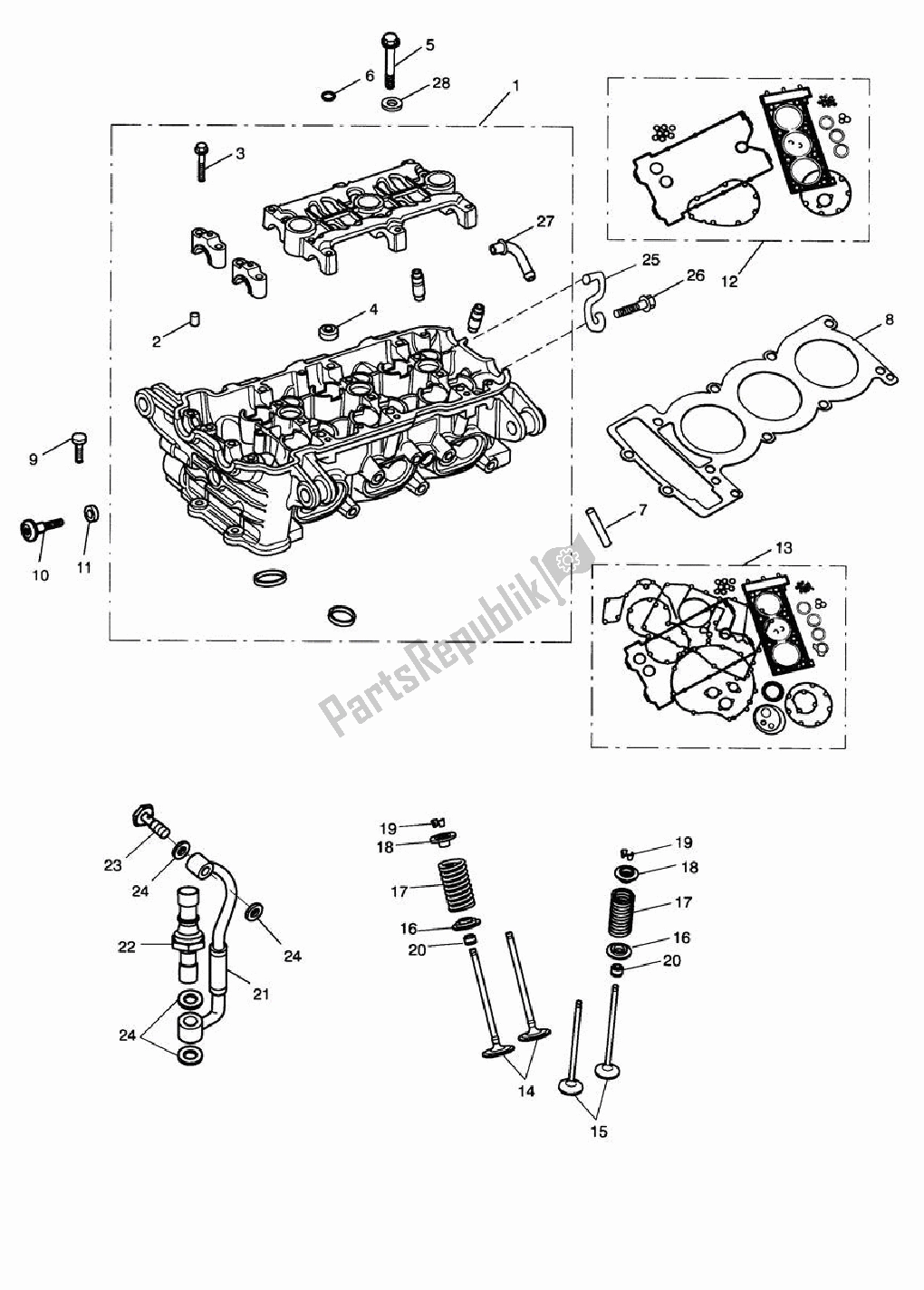 Alle onderdelen voor de Cilinderkop & Kleppen van de Triumph Speed Triple 1050 2008 - 2012