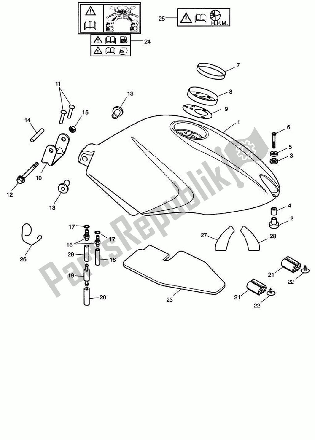 All parts for the Fuel Tank/fuel Pump/fittings >305059 Jet Blk/neon Blue; >305222 Roulette Green; >305251 Fusion White of the Triumph Speed Triple 1050 2008 - 2012