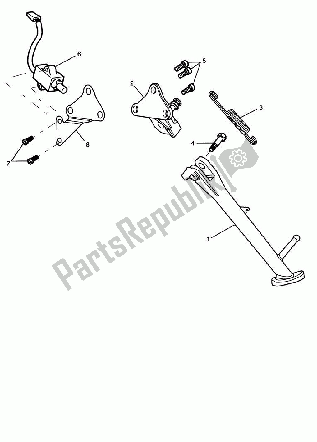 All parts for the Sidestand of the Triumph Speed Triple 1050 2008 - 2012