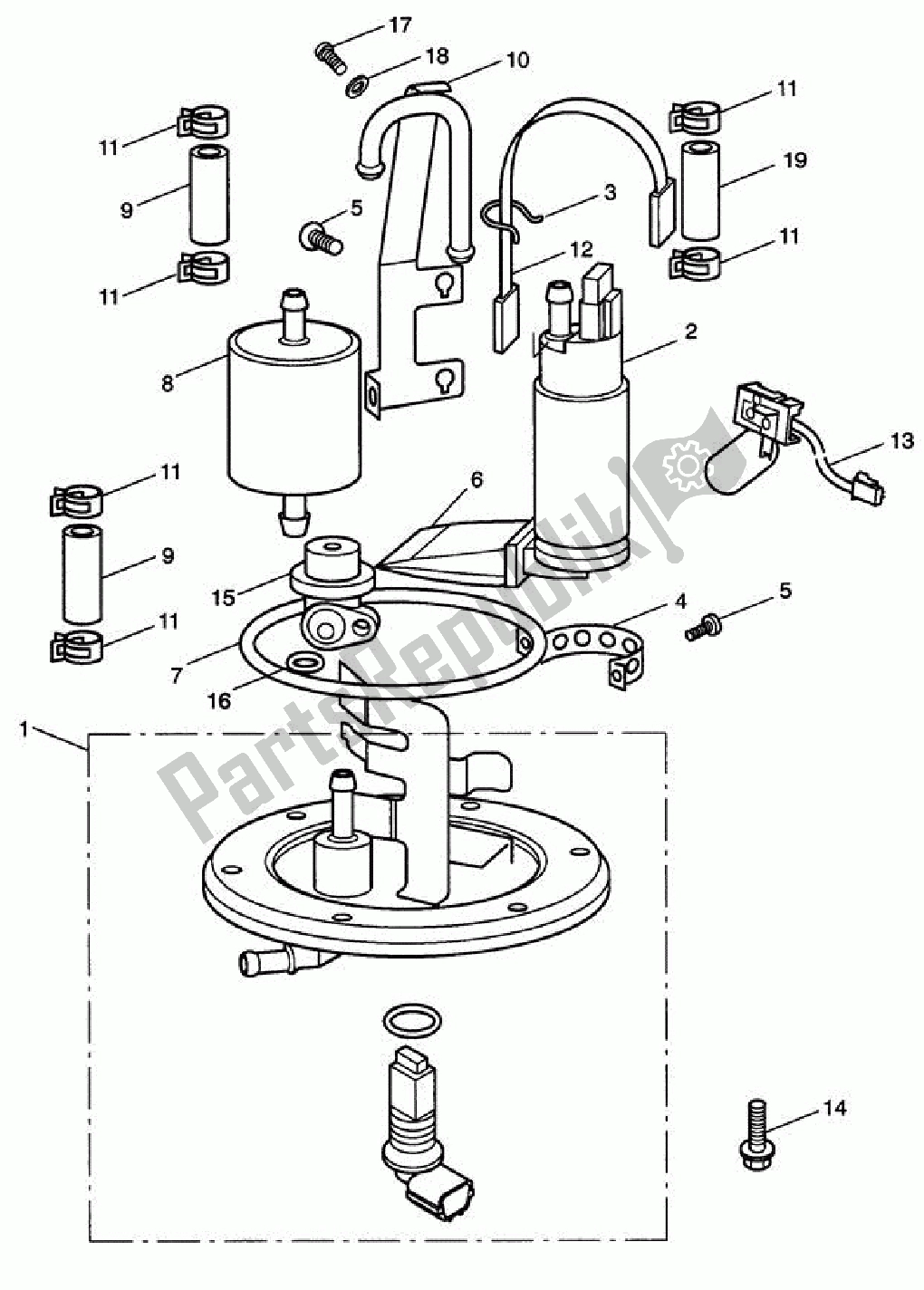 All parts for the Fuel Pump/filter >305059 Jet Blk/neon Blue; >305222 Roulette Green; >305251 Fusion White Bikes of the Triumph Speed Triple 1050 2008 - 2012