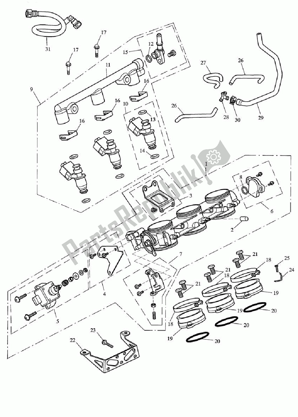 Alle onderdelen voor de Gaskleppen, Injectoren En Brandstofrail van de Triumph Speed Triple 1050 2008 - 2012