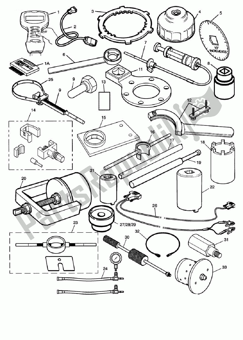 Alle onderdelen voor de Servicetools van de Triumph Speed Triple 1050 2008 - 2012