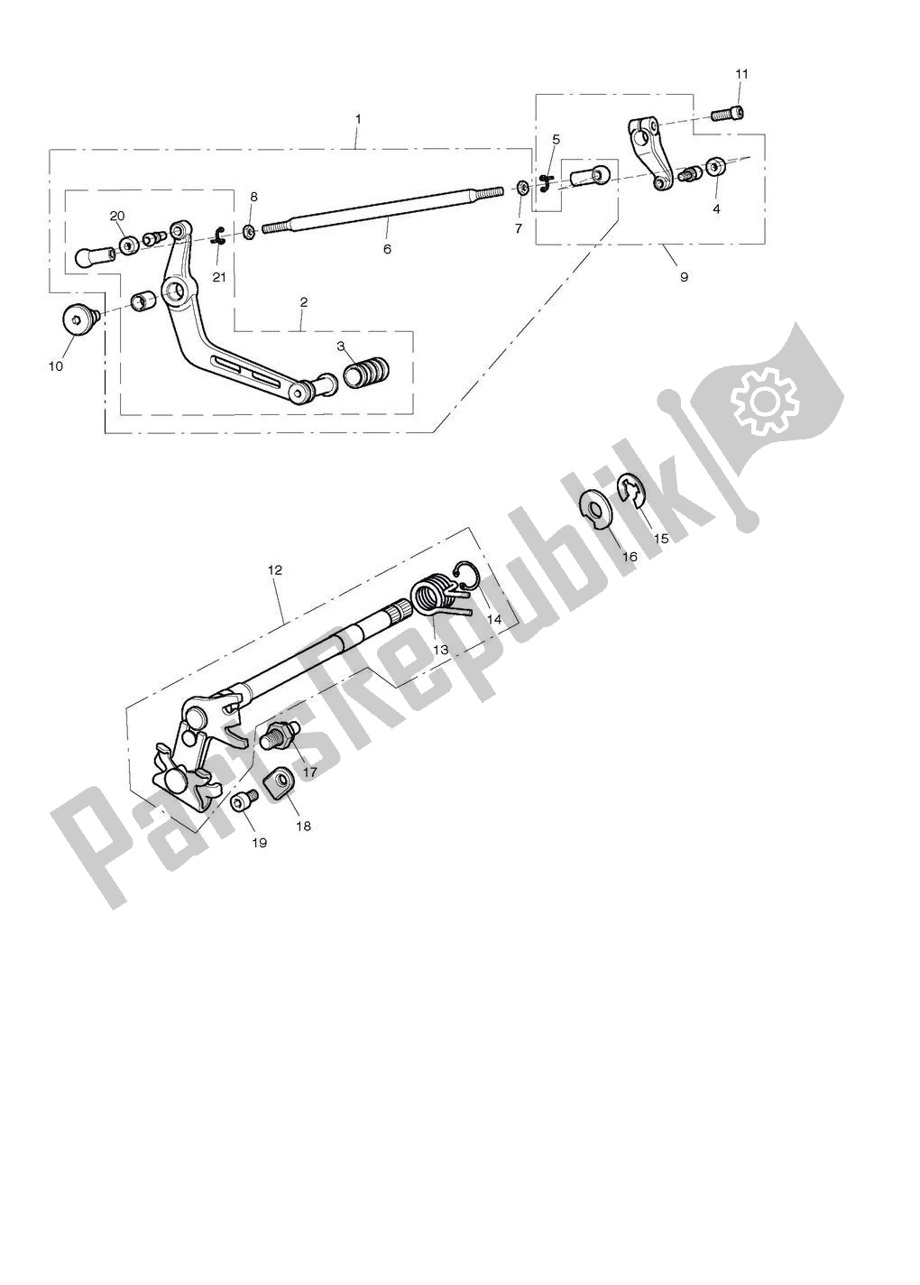 Todas as partes de Mecanismo De Mudança De Marcha do Triumph Street Triple 675 2008 - 2012