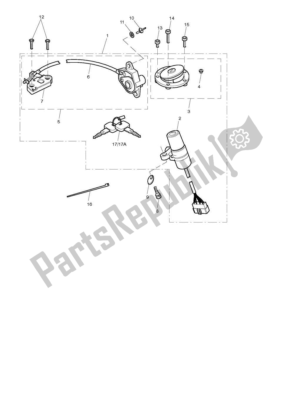 All parts for the Ignition Switch & Lock Set of the Triumph Street Triple 675 2008 - 2012