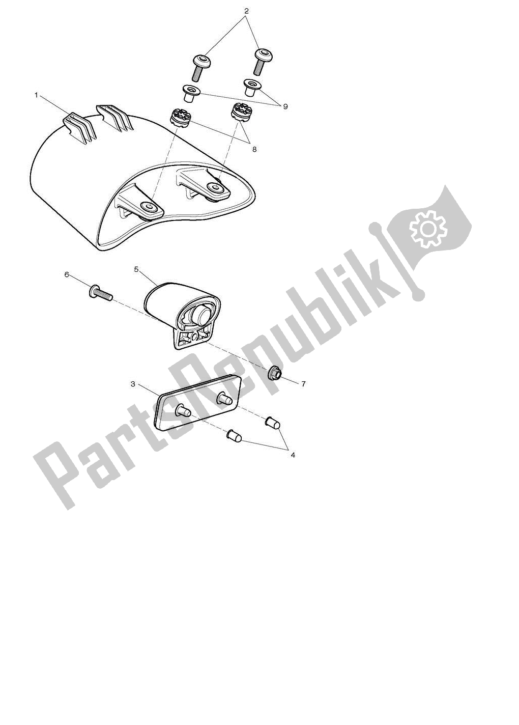 All parts for the Rear Light of the Triumph Street Triple 675 2008 - 2012