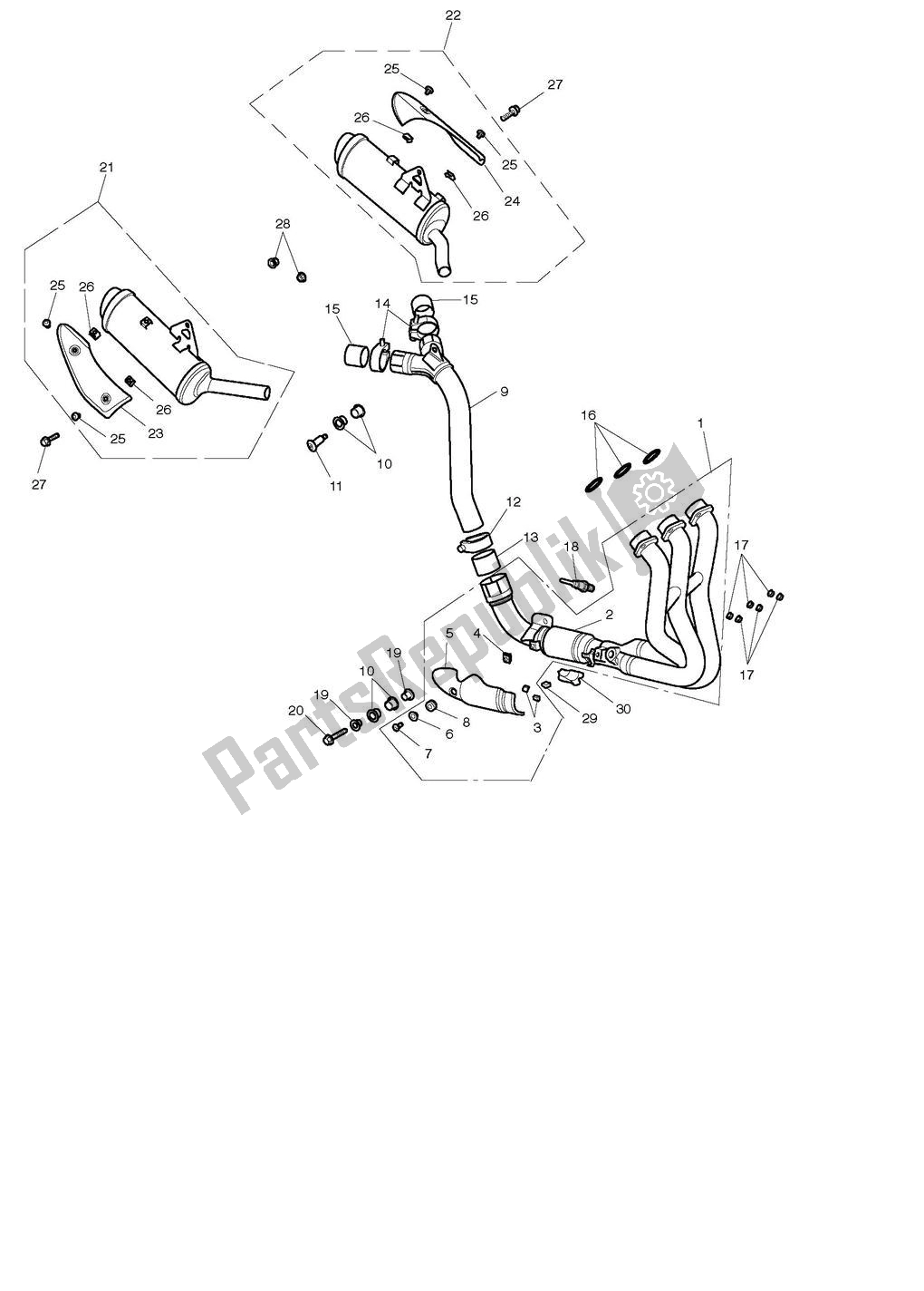 All parts for the Exhaust System of the Triumph Street Triple 675 2008 - 2012