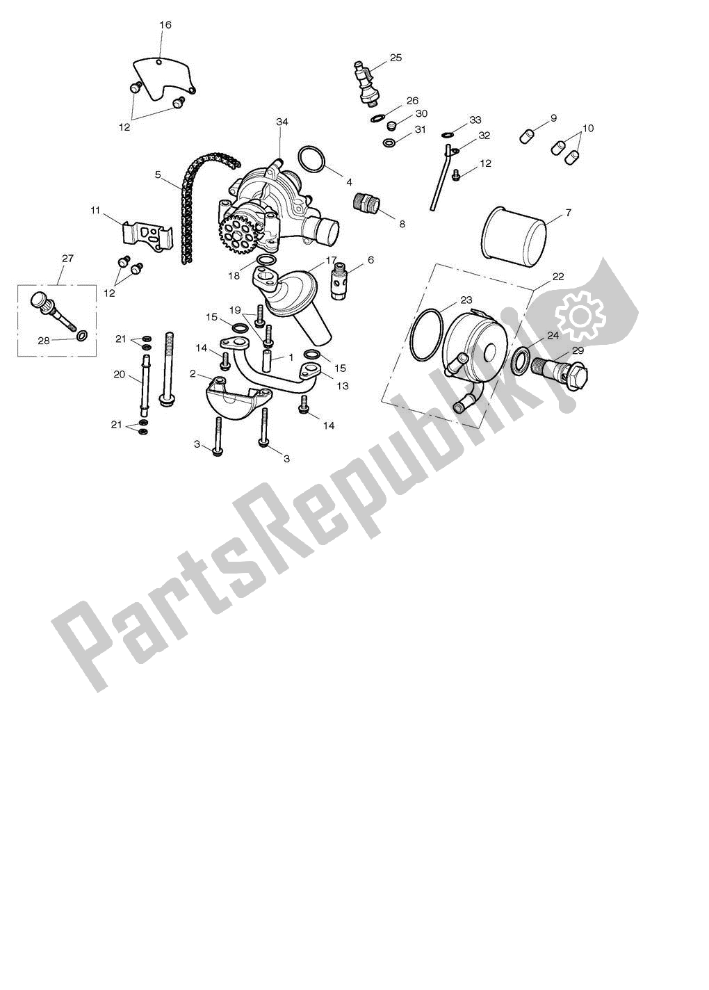 All parts for the Oil Pump Drive of the Triumph Street Triple 675 2008 - 2012