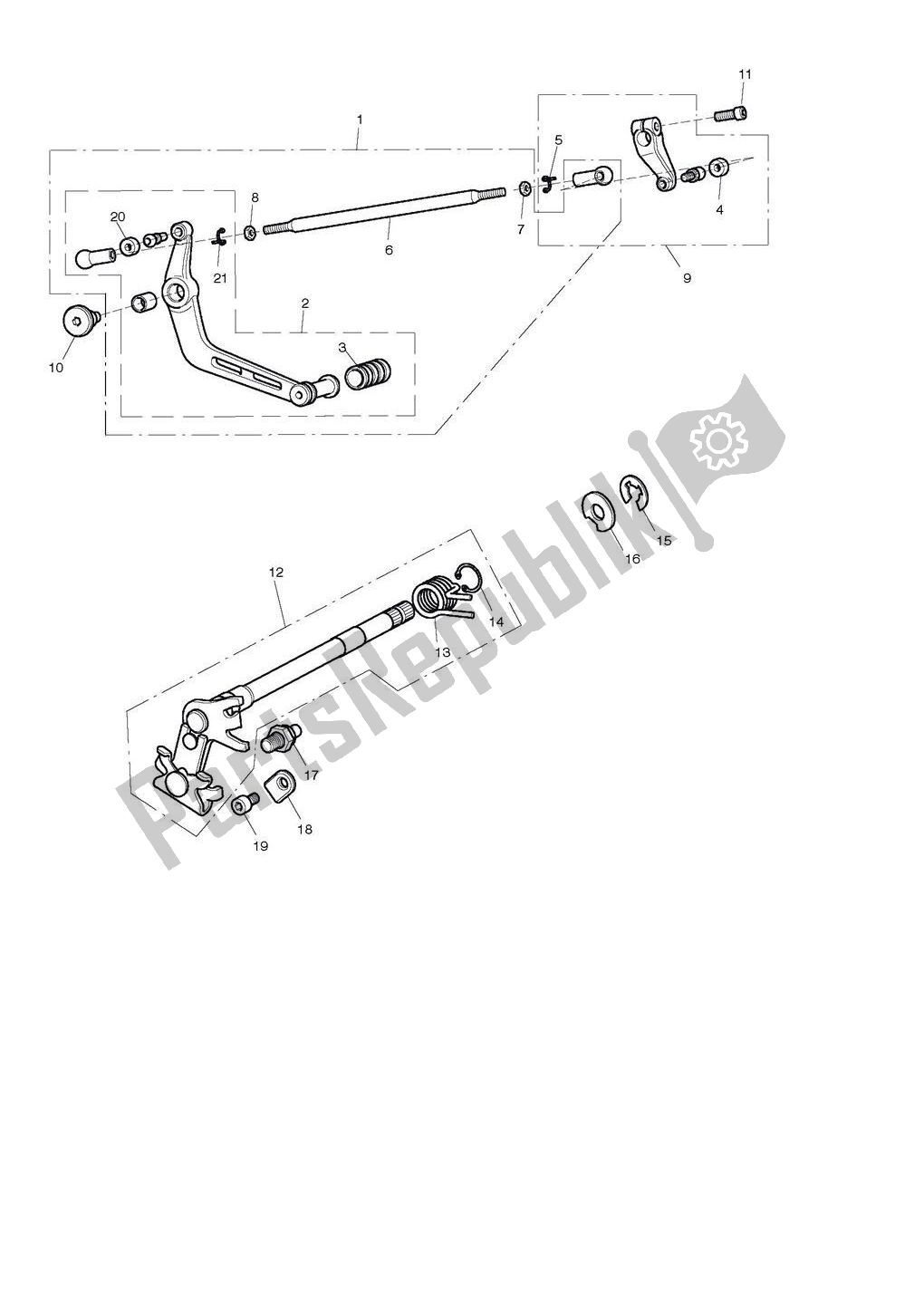 All parts for the Gear Change Mechanism of the Triumph Street Triple 675 2008 - 2012