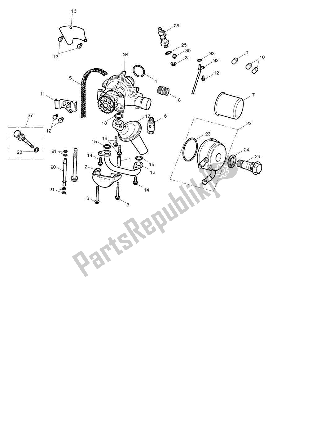 All parts for the Oil Pump Drive of the Triumph Street Triple 675 2008 - 2012