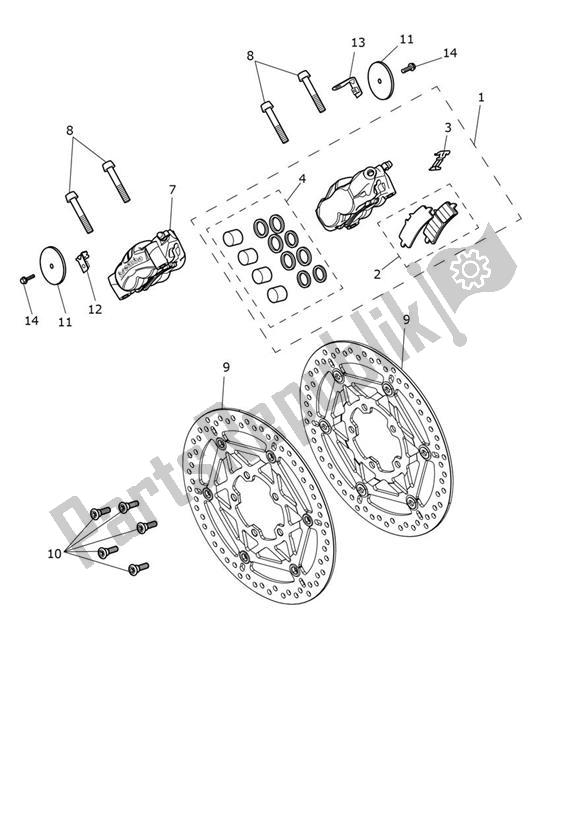 Todas as partes de Break Front do Triumph Street Triple R From VIN BF 1297 765 2021 - 2024