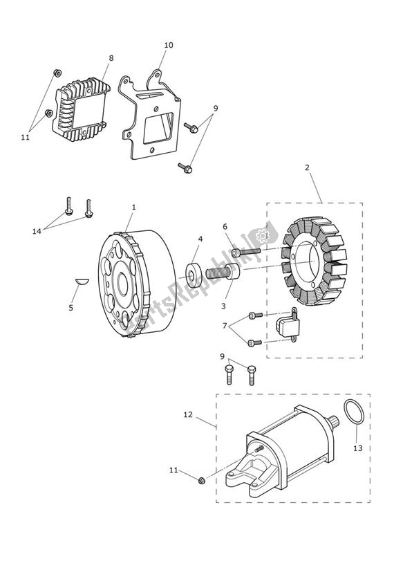 Tutte le parti per il Starter Generator del Triumph Street Triple R From VIN BF 1297 765 2021 - 2024