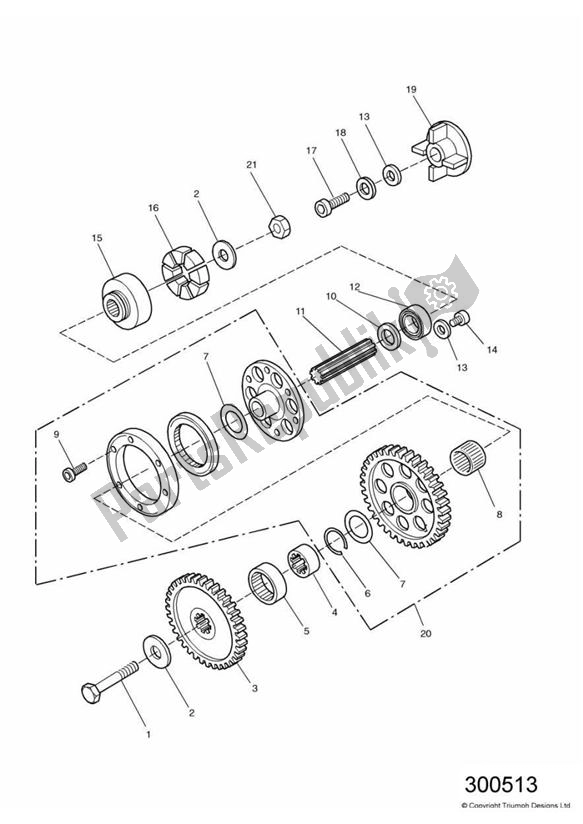 All parts for the Alternator/starter Drive Gears of the Triumph Adventurer VIN: 71699 > 844 1999 - 2001