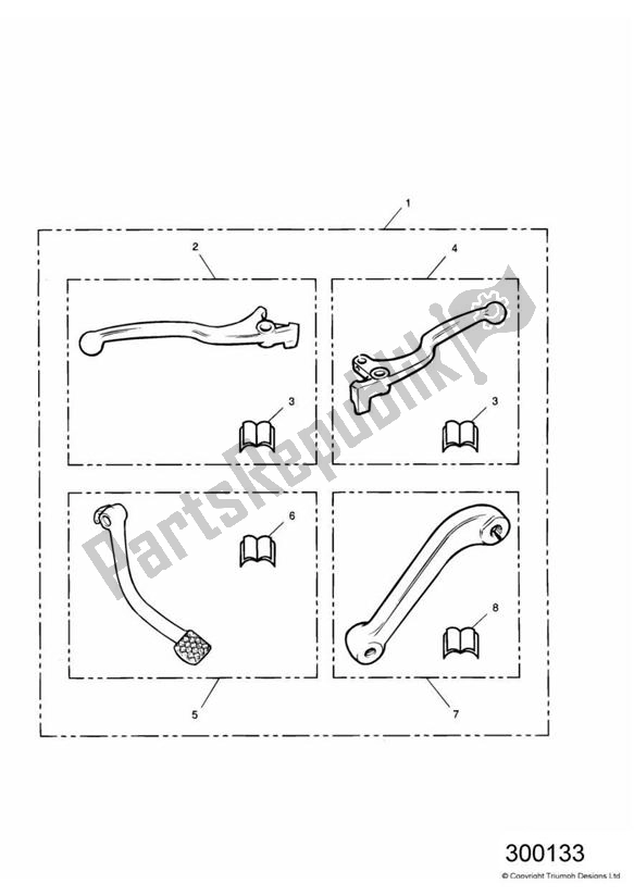 All parts for the Chrome Levers of the Triumph Adventurer VIN: 71699 > 844 1999 - 2001