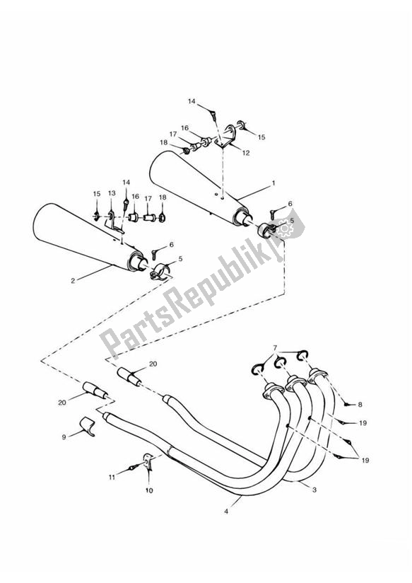 All parts for the Exhaust System of the Triumph Adventurer VIN: 71699 > 844 1999 - 2001