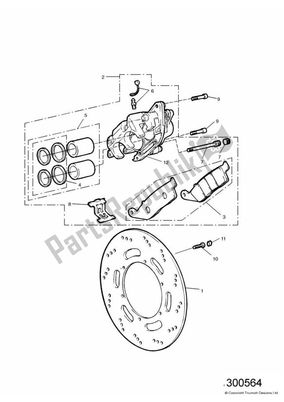 All parts for the Front Brake Caliper And Disc of the Triumph Adventurer VIN: 71699 > 844 1999 - 2001