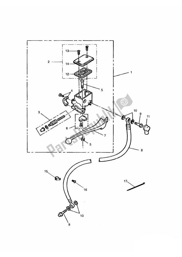 All parts for the Front Brake Master Cylinder of the Triumph Adventurer VIN: 71699 > 844 1999 - 2001