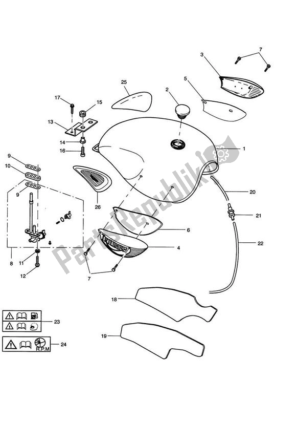 All parts for the Fuel Tank And Fittings of the Triumph Adventurer VIN: 71699 > 844 1999 - 2001