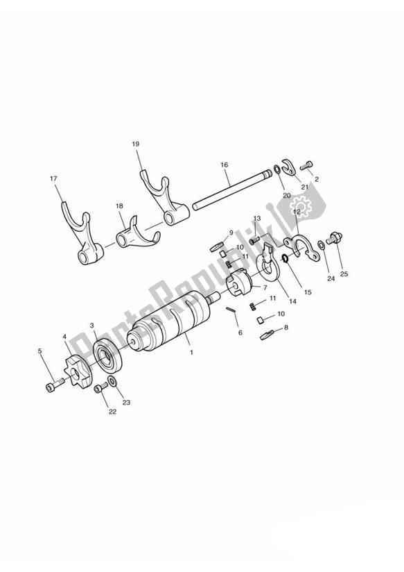 Todas as partes de Tambor Seletor De Engrenagem do Triumph Adventurer VIN: 71699 > 844 1999 - 2001