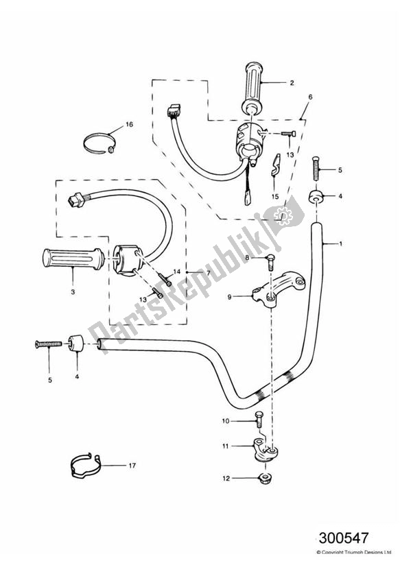 All parts for the Handlebars And Switches of the Triumph Adventurer VIN: 71699 > 844 1999 - 2001
