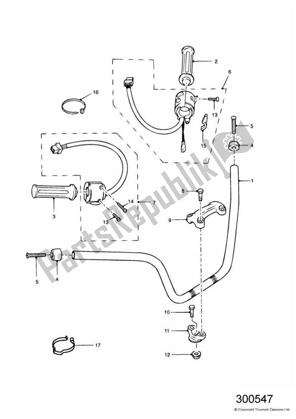 All parts for the Handlebars And Switches of the Triumph Adventurer VIN: 71699 > 844 1999 - 2001