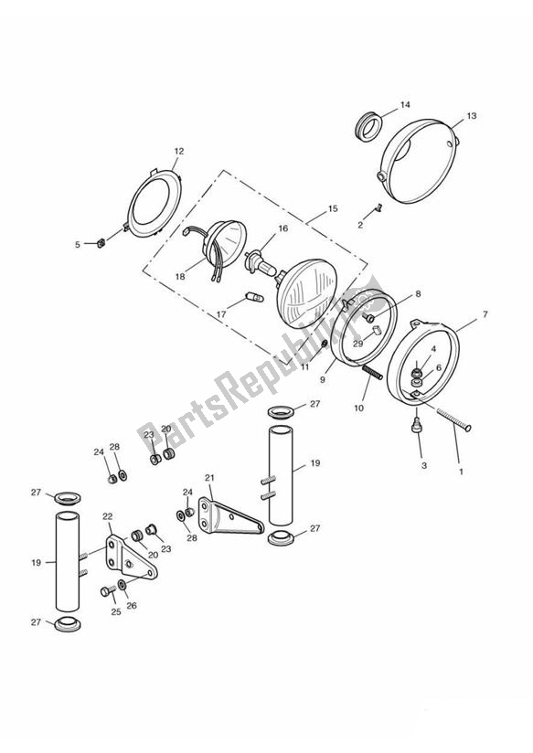 All parts for the Headlight/mountings of the Triumph Adventurer VIN: 71699 > 844 1999 - 2001