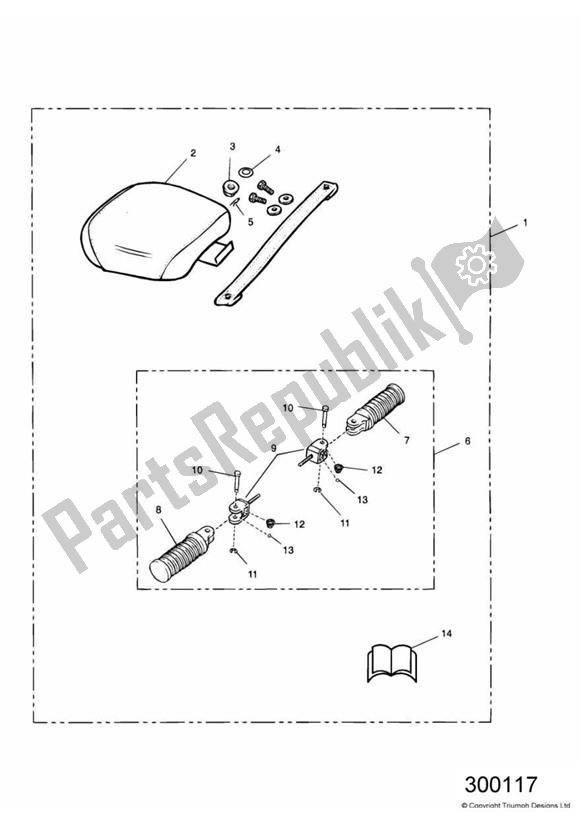 Todas las partes para Mudguard Pad Kit de Triumph Adventurer VIN: 71699 > 844 1999 - 2001