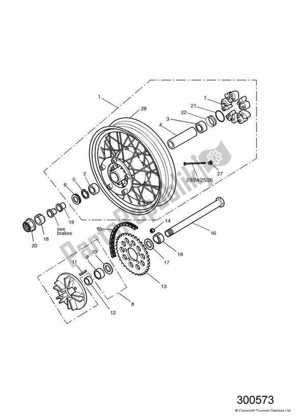 All parts for the Rear Wheel/final Drive of the Triumph Adventurer VIN: 71699 > 844 1999 - 2001